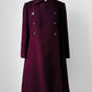 1960s - 1970s Plum Heavy Wool Lined A-line Dress Coat - Sz. Sm