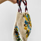 Vintage 1950s - 1960s Floral Motif Linen Crewel Embroidered Top Handle Handbag