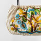 Vintage 1950s - 1960s Floral Motif Linen Crewel Embroidered Top Handle Handbag