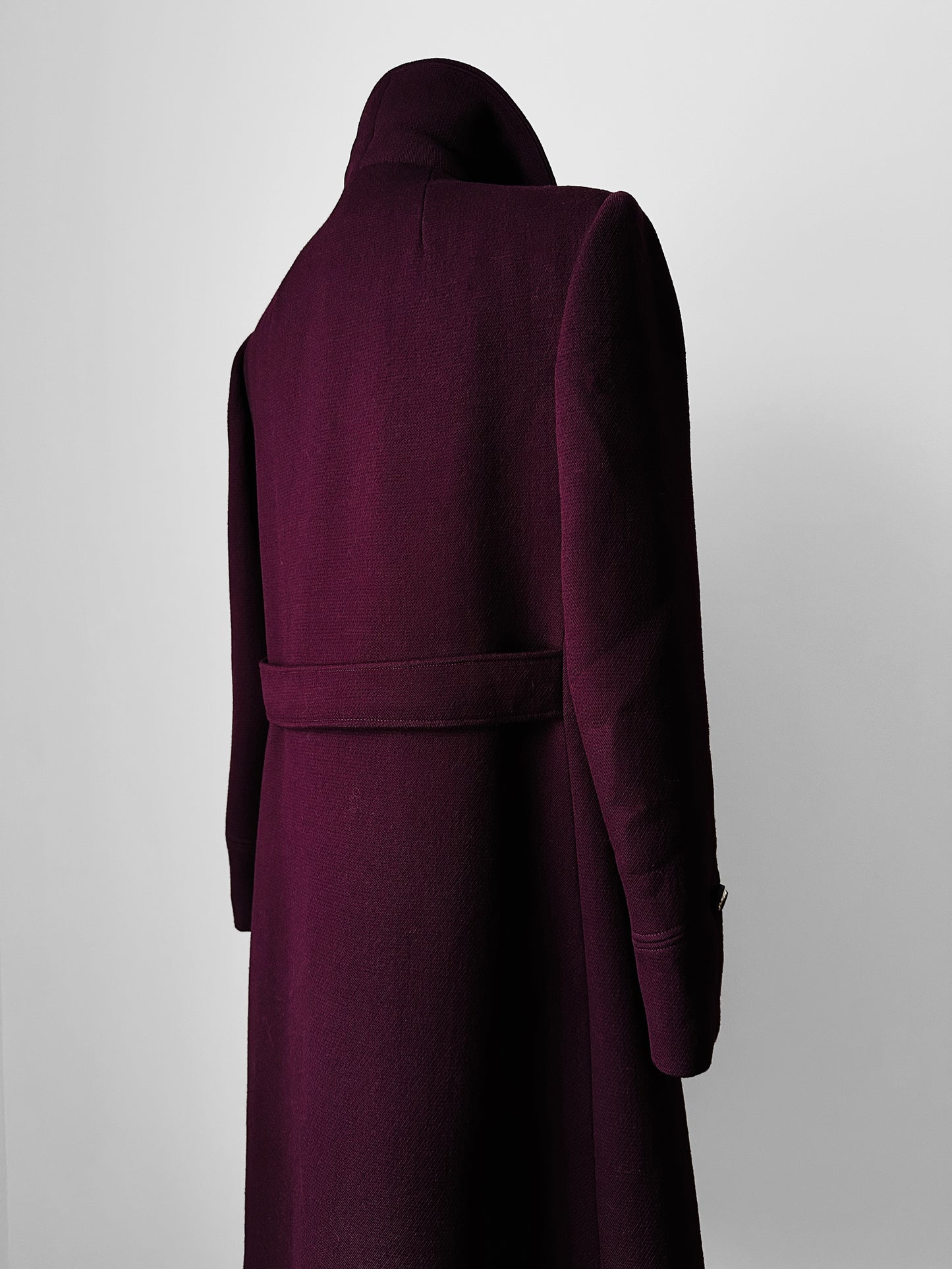 1960s - 1970s Plum Heavy Wool Lined A-line Dress Coat - Sz. Sm