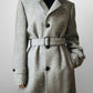 1970s Grey Wool Tweed Belted Overcoat - Sz. S/M