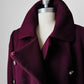 1960s - 1970s Plum Heavy Wool Lined A-line Dress Coat - Sz. Sm