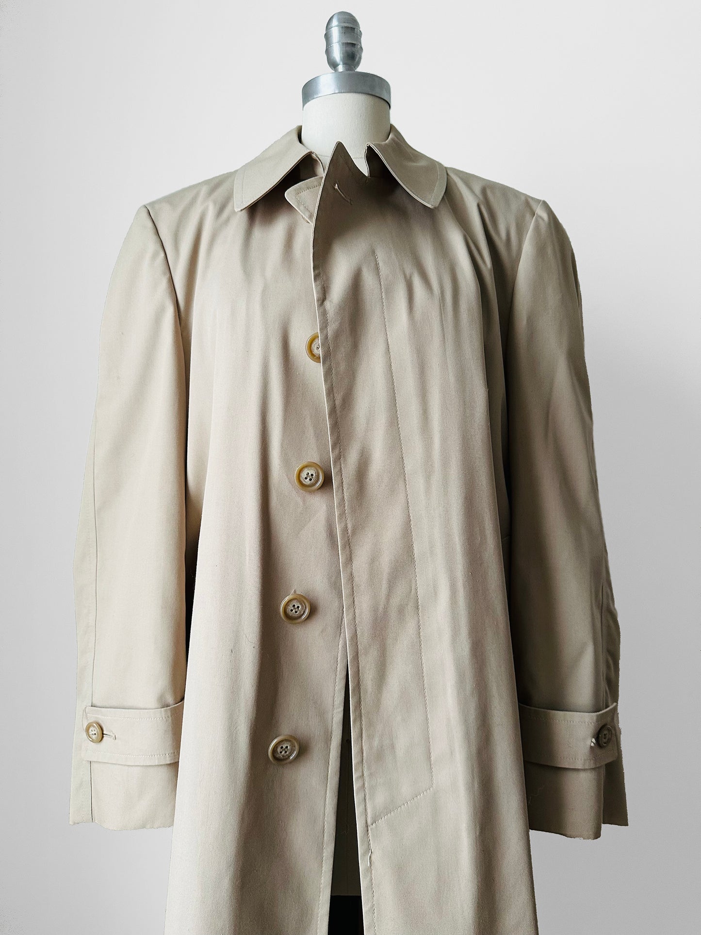 1960s Tan Plaid Wool Lined Trench Style Overcoat