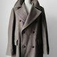 1950s - 1960s Taupe Heavy Leather Button Belted Wool Trench Overcoat