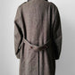 1950s - 1960s Taupe Heavy Leather Button Belted Wool Trench Overcoat