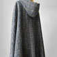 1960s Grey Plaid Hooded Cape Coat - Sz. O/S