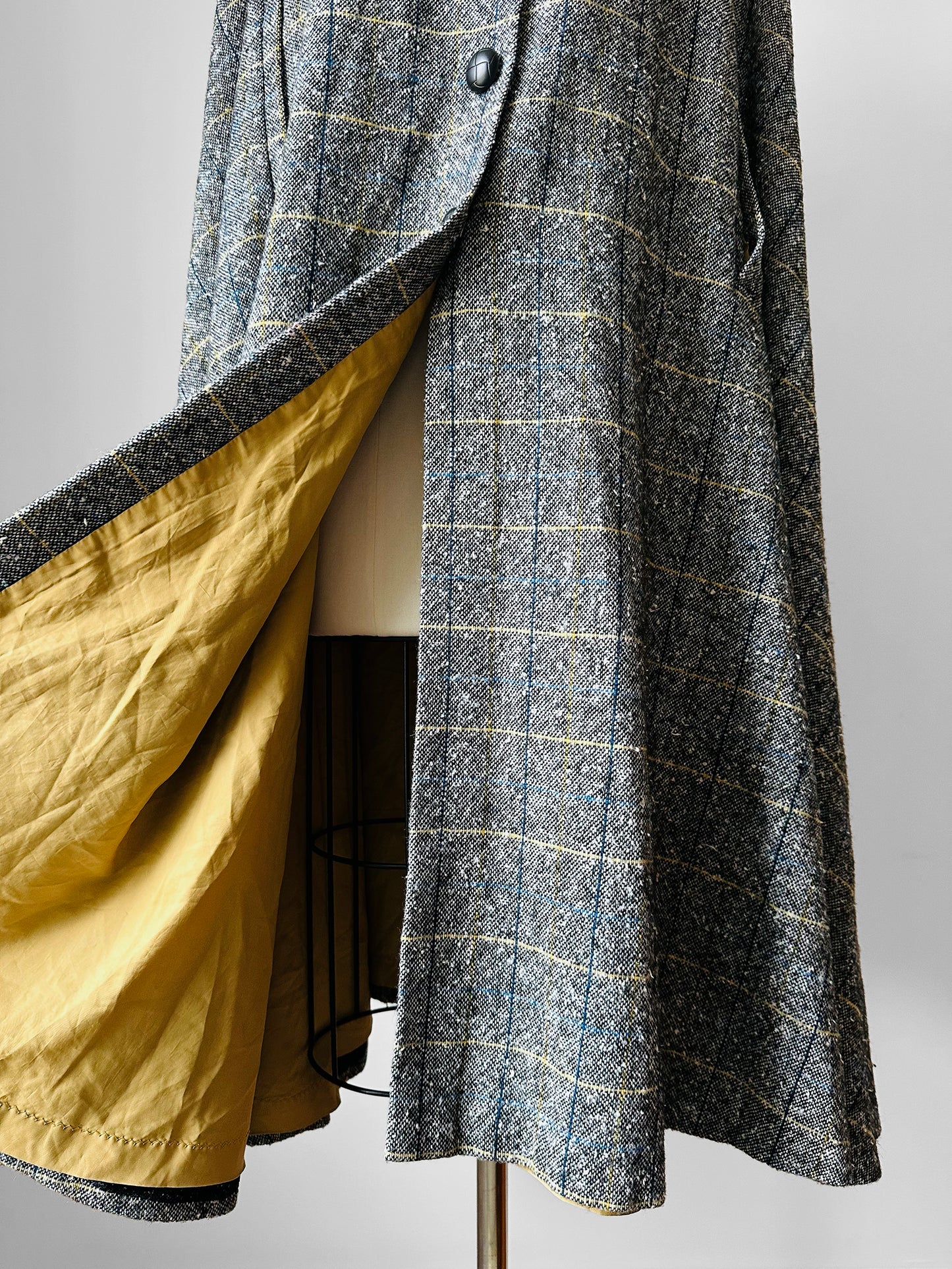 1960s Grey Plaid Hooded Cape Coat - Sz. O/S