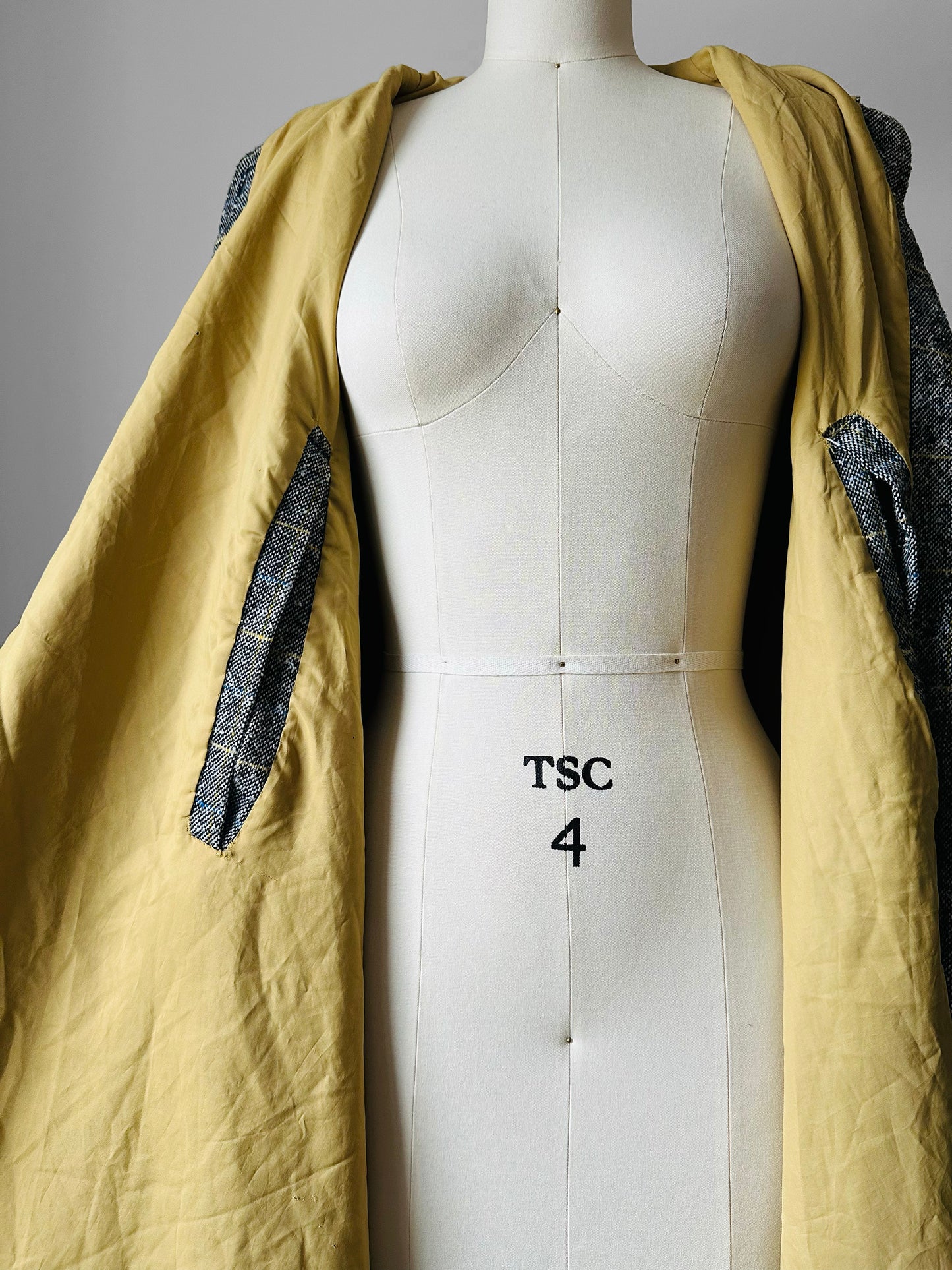 1960s Grey Plaid Hooded Cape Coat - Sz. O/S