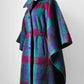 1960s Multi-Coloured Large Checkerboard Gingham Wool Cape Coat