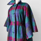 1960s Multi-Coloured Large Checkerboard Gingham Wool Cape Coat