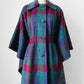 1960s Multi-Coloured Large Checkerboard Gingham Wool Cape Coat