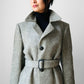 1970s Grey Wool Tweed Belted Overcoat - Sz. S/M