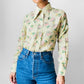 1970s Wide Lapel Floral Button Front Shirt  - Sz. XS/S