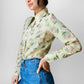 1970s Wide Lapel Floral Button Front Shirt  - Sz. XS/S