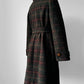 1960s Green and Burnt Orange Plaid Wool Belted Coat - Sz. Small