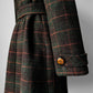 1960s Green and Burnt Orange Plaid Wool Belted Coat - Sz. Small
