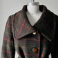 1960s Green and Burnt Orange Plaid Wool Belted Coat - Sz. Small