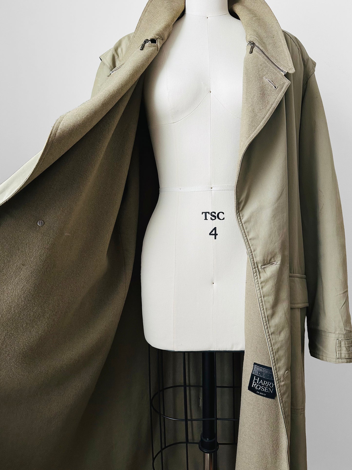 1980s - 1990s Tan Wool-Lined Relaxed Trench-Style Fall Duster