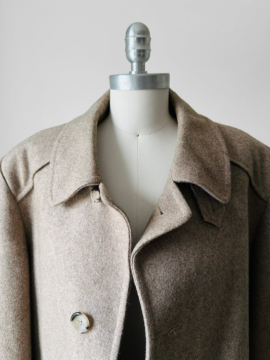 1960s LONDON FOG Beige Wool Overcoat - Sz. M/L