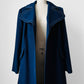 1960s - 1970s Blue Contrast Stitched Wide Lapel Midi-Length Coat