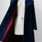 1960s - 1970s Blue Contrast Stitched Wide Lapel Midi-Length Coat