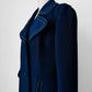 1960s - 1970s Blue Contrast Stitched Wide Lapel Midi-Length Coat