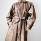 1980s Beige Houndstooth LONDON FOG Lined Belted Rain Aline Trench - Sz. S/M