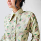 1970s Wide Lapel Floral Button Front Shirt  - Sz. XS/S