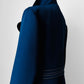 1960s - 1970s Blue Contrast Stitched Wide Lapel Midi-Length Coat