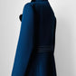 1960s - 1970s Blue Contrast Stitched Wide Lapel Midi-Length Coat