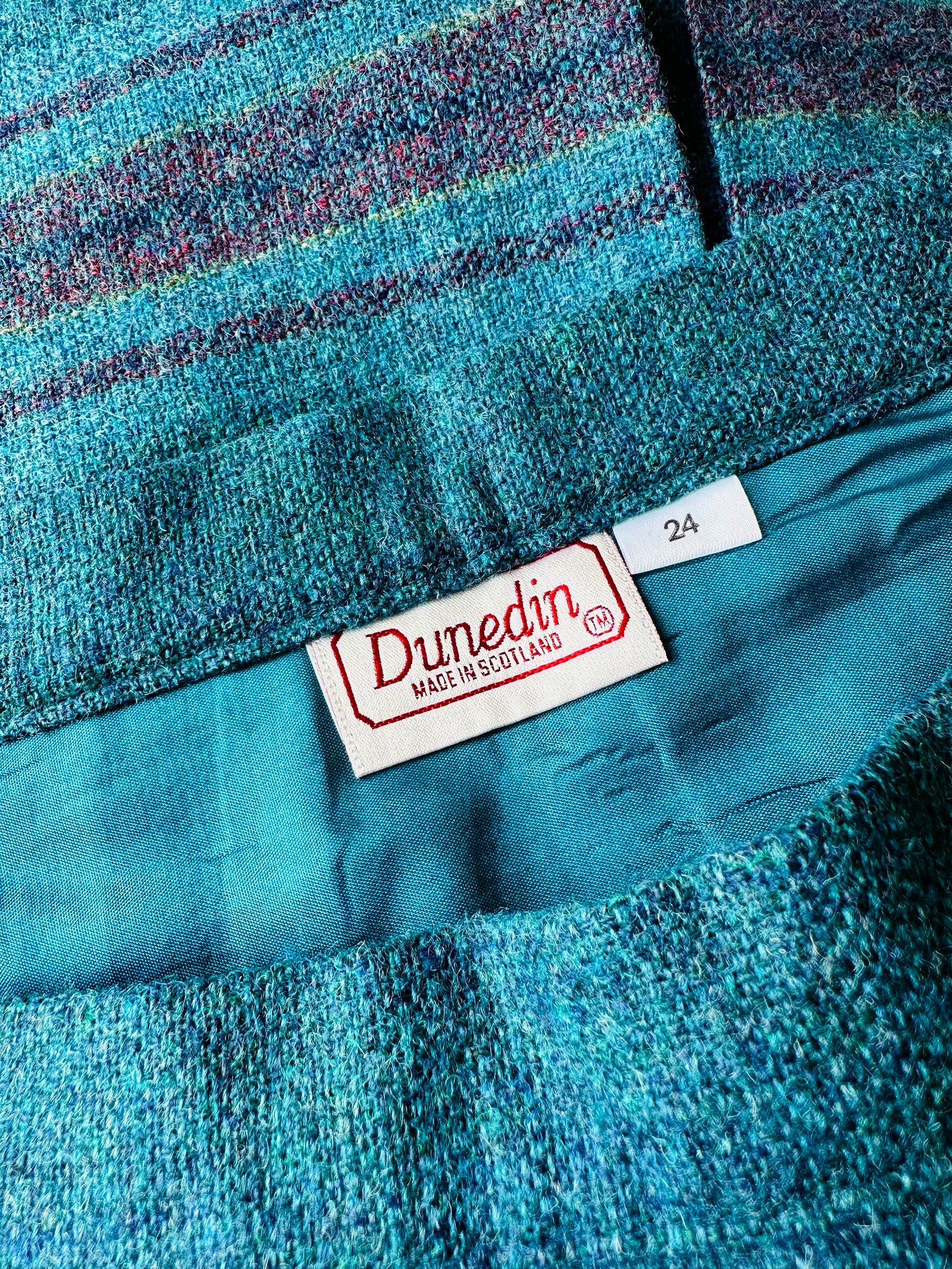 1980s Teal DUNEDIN Scotland Inverted Pleat Wool Skirt - Sz. 2XL-3XL /  38 waist