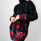 Black Wool Floral Embroidered Long Knit Cardigan Sweater - S/M