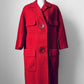 1960s Coral Red Wool Blend Large Button Shift Coat