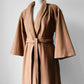 1960s Camel Toned Wool Robe-Style Belted Coat  - Sz. Small