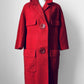 1960s Coral Red Wool Blend Large Button Shift Coat