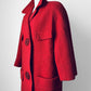 1960s Coral Red Wool Blend Large Button Shift Coat