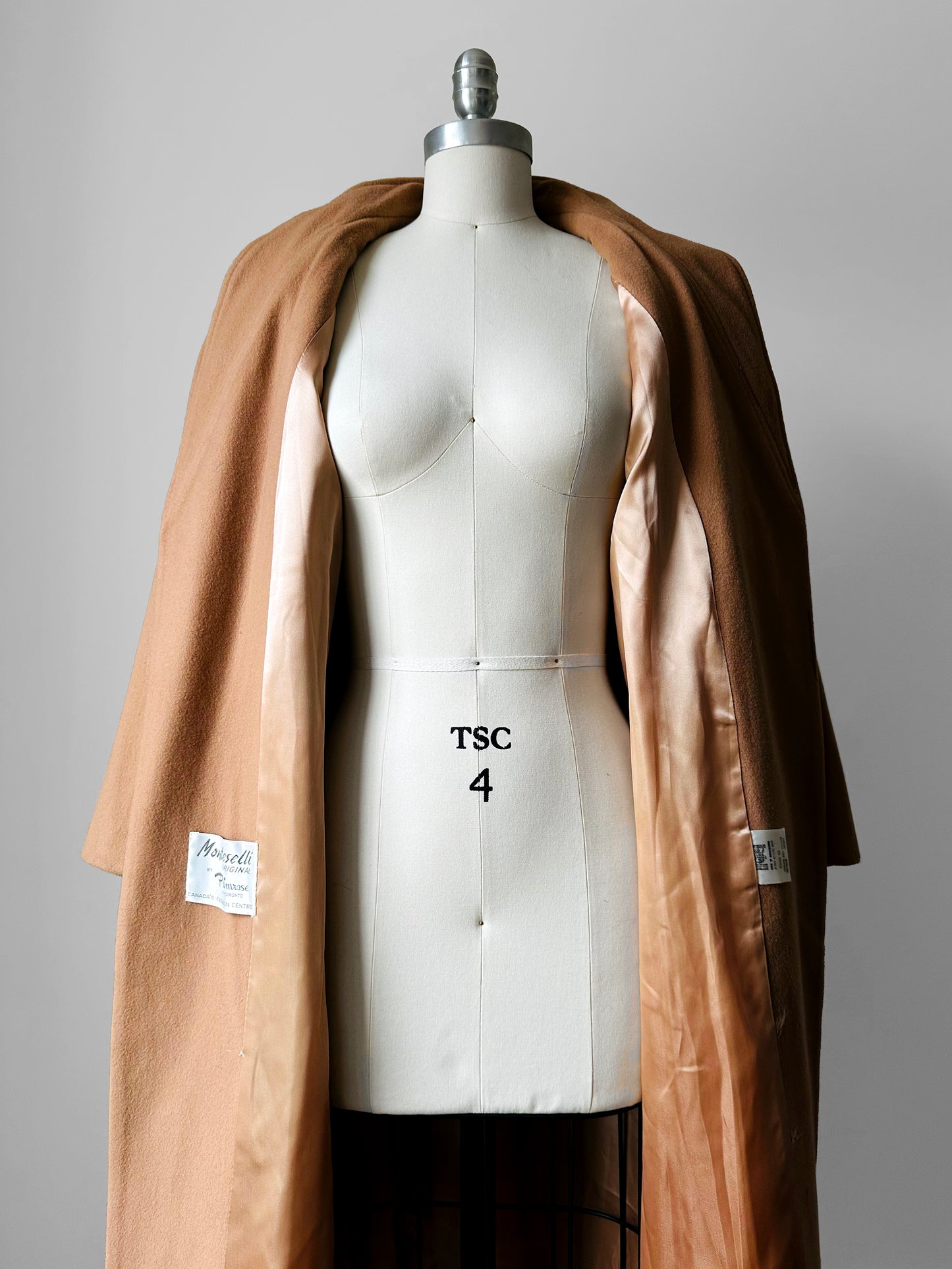 1960s Camel Toned Wool Robe-Style Belted Coat  - Sz. Small