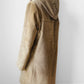 1970s Tan Corduroy Wool Faux Fur Interior Toggle Button Hooded Jacket