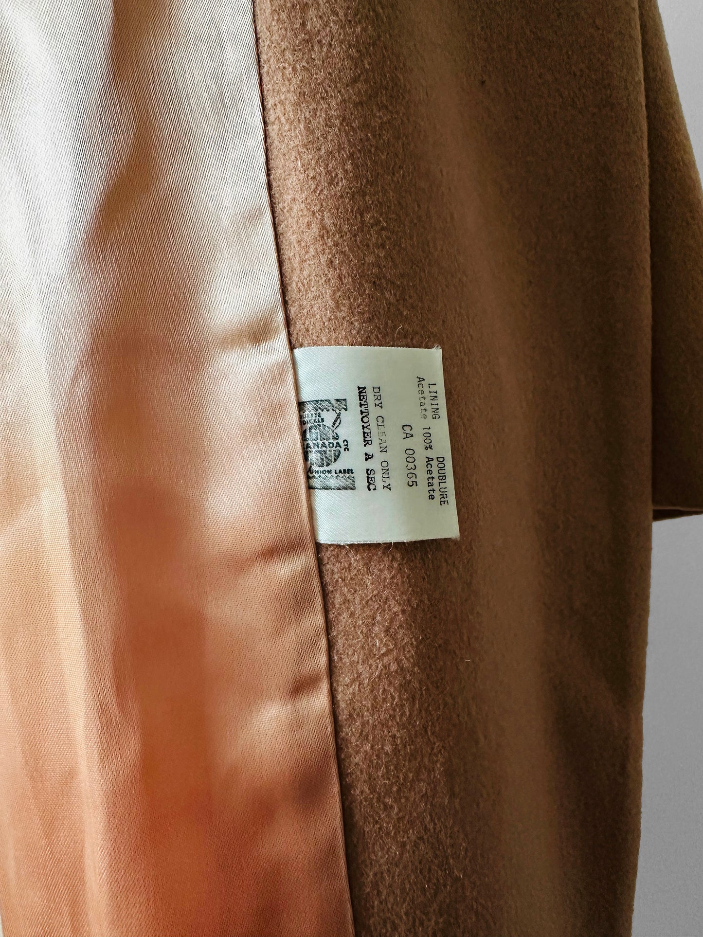 1960s Camel Toned Wool Robe-Style Belted Coat  - Sz. Small