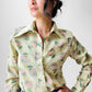 1970s Wide Lapel Floral Button Front Shirt  - Sz. XS/S