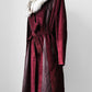 1970s Burgundy Suede Leather Fur Collared Belted Midi-Length Coat