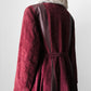 1970s Burgundy Suede Leather Fur Collared Belted Midi-Length Coat