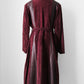 1970s Burgundy Suede Leather Fur Collared Belted Midi-Length Coat