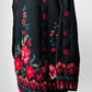 Black Wool Floral Embroidered Long Knit Cardigan Sweater - S/M