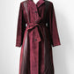 1970s Burgundy Suede Leather Fur Collared Belted Midi-Length Coat