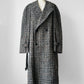 1960s Grey Brown Wool Tweed Picadilly Canada Belted Overcoat - Sz. L/XL