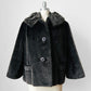 1960s Charcoal Grey Lined Fur Crop Jacket - Sz. Small