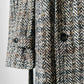 1960s Grey Brown Wool Tweed Picadilly Canada Belted Overcoat - Sz. L/XL