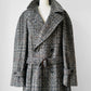 1960s Grey Brown Wool Tweed Picadilly Canada Belted Overcoat - Sz. L/XL