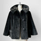 1960s Charcoal Grey Lined Fur Crop Jacket - Sz. Small